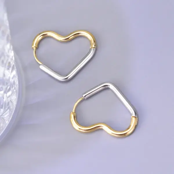 PVD Coated Real Gold Plated 18K Gold Heart 304 Stainless Steel Titanium Steel Waterproof Non Tarnish Earrings