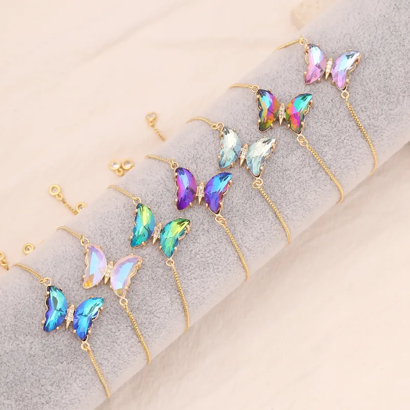 Wholesale Fashion Butterfly Copper Zircon Bracelets In Bulk