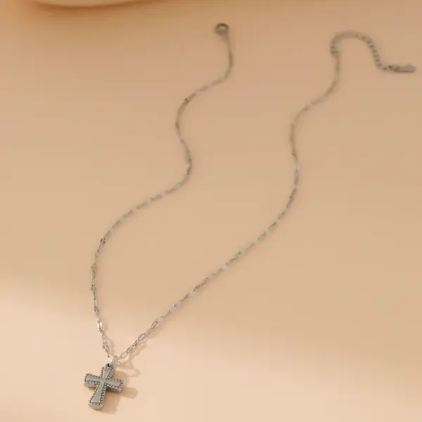 Wholesale Jewelry Simple Style Classic Style Cross 304 Stainless Steel 18K Gold Plated Pendant Necklace