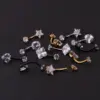 316L Stainless Steel Zircon Belly Rings Star Inlay 18K Real Gold Plated Women'S