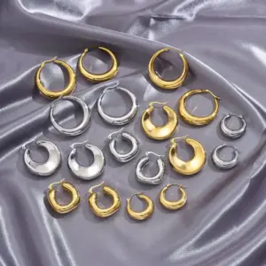 304 Stainless Steel C Shape PVD Coated 18K Gold Plated 18K Gold Simple Style Classic Style Waterproof Non Tarnish Plating Gold Sier Ear Studs