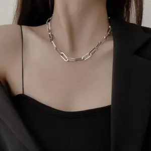 Cross Choker Necklace / Steel Color