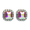 Wholesale Cross-border Amazon New Distinctive Geometric Square Diamond Crystal Earrings Simple Elegant Bridal Banquet Earrings for Women