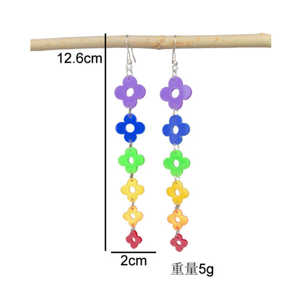 Wholesale Cross-Border European and American Rainbow Six-Color Acrylic Cute and Sweet Tassel Heart-Shaped Flower Arrow Earrings for Women
