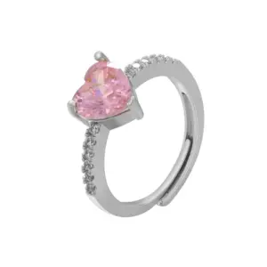 White Gold Color Pink Diamond / Adjustable Opening