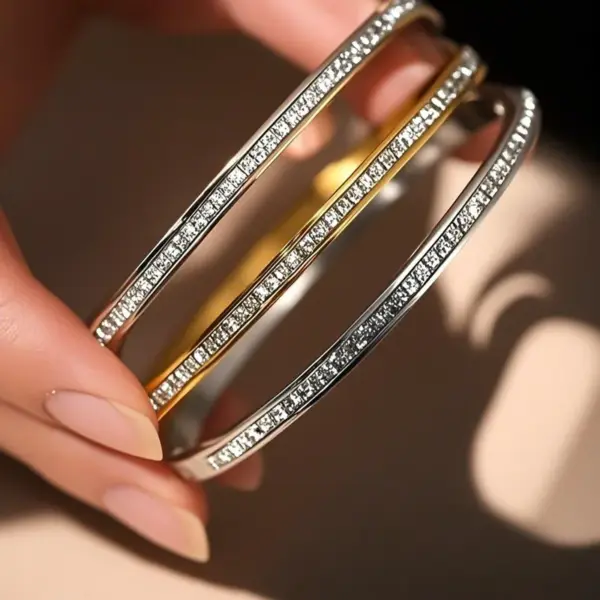 Wholesale Simple Style Commute Circle Titanium Steel Plating Inlay Zircon Rings Bracelets