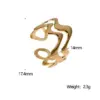 PVD Coated Real Gold Plated 18K Gold Geometric Lines 304 Stainless Steel Modern Style Simple Style IG Style Waterproof Non Tarnish Open Rings