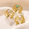 PVD Coated Real Gold Plated 18K Gold Solid Color 304 Stainless Steel Simple Style Shiny Waterproof Non Tarnish Open Rings