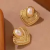 Wholesale 304 Stainless Steel Plastic Quadrilateral Round Electroplating Imitation Gold Elegant Sweet Simple Style Ear Studs