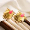 1 Pair IG Style Flower Enamel 304 Stainless Steel 18K Gold Plated Stainless Steel Earrings