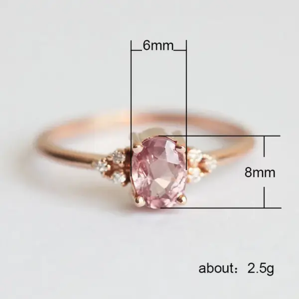Wholesale New Copper Jewelry Pink Zircon Ring Egg-shaped Simulation Diamond Engagement Ring