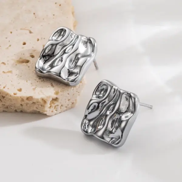 Wholesale 1 Pair Formal Solid Color Square Plating 304 Stainless Steel 18K Gold Plated Ear Studs