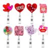 oly-e9a0ab53965374183452a0f93e831057 Wholesale Cross-border best-selling romantic heart-shaped acrylic pull buckle ID card clip retractable badge holder Valentine's Day workplace gift
