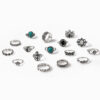 Wholesale Cross-border hot sale turquoise ring vintage carved black gem ring personality turtle flower combination 16-piece set for women