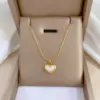 Wholesale Simple Style Heart Shape Titanium Steel Inlay Shell Pendant Necklace 1 Piece
