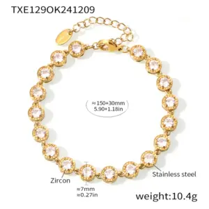 Txe129-Gold White Zircon Bracelet