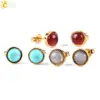 1 Pair Round Natural Stone Natural Stone Ear Studs For Women'S