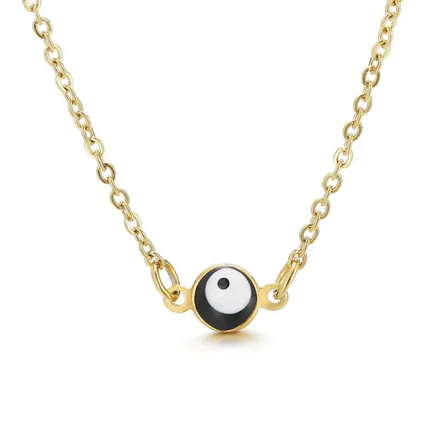 PVD Coated 18K Gold Plated Devil's Eye 304 Stainless Steel Retro Simple Style Waterproof Non Tarnish 304 Stainless Steel Pendant Necklace