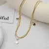 Wholesale Jewelry Retro Butterfly 304 Stainless Steel Acrylic Shell Gold Plated PVD Coated Inlaid Gold Bracelets Necklace