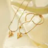 Wholesale PVD Coated Real Gold Plated 18K Gold Heart Shape 201 Stainless Steel Simple Style Waterproof Non Tarnish 201 Stainless Steel Bracelets Necklace