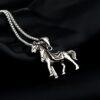 Wholesale Hip Hop Titanium Steel Horse Pendant Necklace