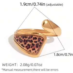 Gold / adjustable / 1 Piece Leopard Print Geometric Open Ring