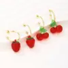 Wholesale 1 Pair Elegant Sweet Simple Style Cherry Fruit Strawberry Fruit Synthetic Resin Copper 18K Gold Plated Drop Earrings