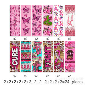 Breast cancer series transparent crystal standard pen sticker waterproof sticker set (24 pieces/set)-1