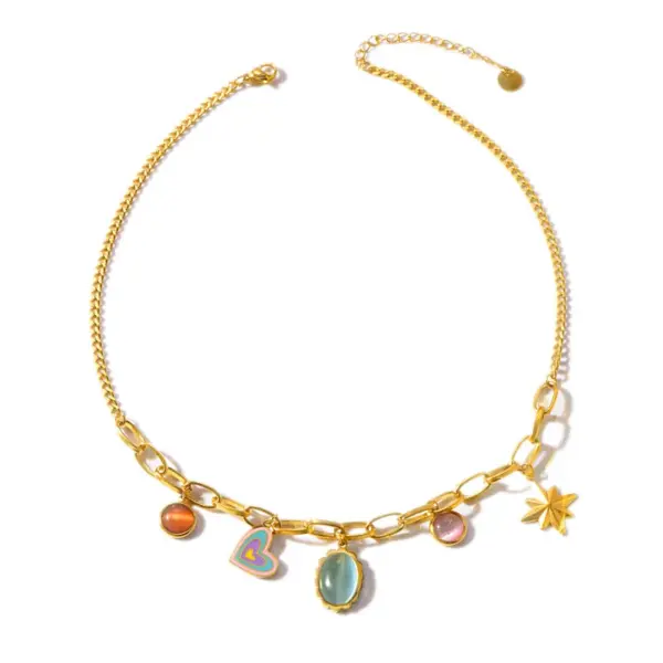 Vacuum Plating 18K Gold Plated Cross Heart Shape 304 Stainless Steel Y2K Sweet Pendant Necklace