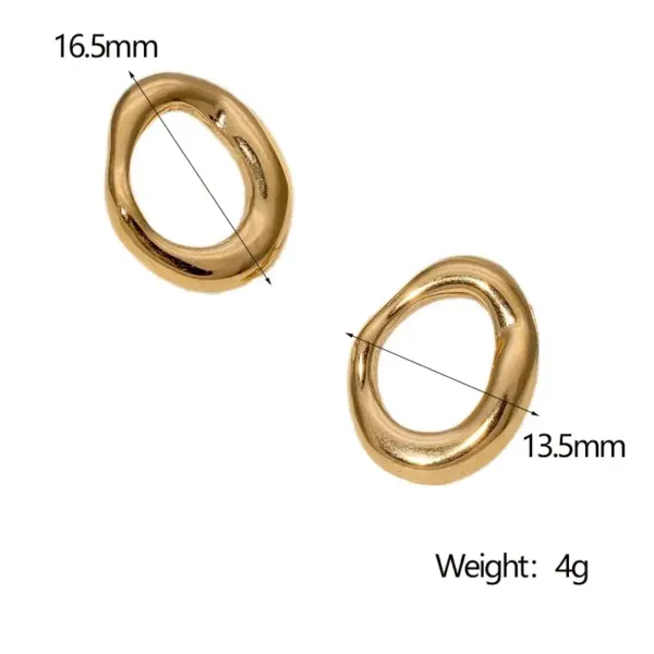 304 Stainless Steel Geometric Circle PVD Coated Stone-Free Real Gold Plated 18K Gold Elegant Simple Style IG Style Waterproof Non Tarnish Gold Silver Ear Studs