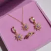 Wholesale Copper Sweet Gemstone Sun Opal Rings Earrings Necklace
