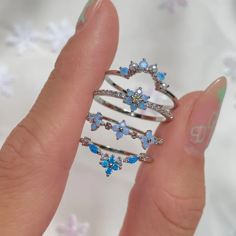 Wholesale Brass Flower Zircon Copper Rings