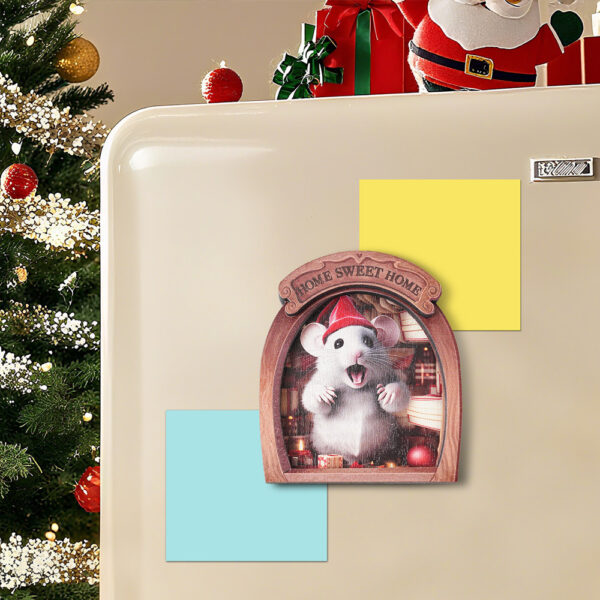 oly-e9cb97cb7b68534f5032279f3e407e1b Wholesale MZCT181-192 Christmas Mouse Hole Wooden Photo Frame Magnetic Fridge Magnet