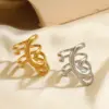 Wholesale Ion Plating (IP) 18K Gold Plated Geometric 304 Stainless Steel IG Style Simple Style Waterproof Non Tarnish Open Rings