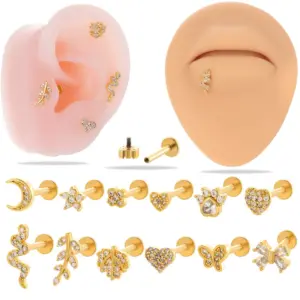 1 Piece Lip Rings Simple Style Heart Shape Flower Butterfly 316L Stainless Steel Copper Waterproof Non Tarnish Surgical Steel Zircon