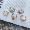 PVD Coated Real Gold Plated 18K Gold Flower 304 Stainless Steel Casual Simple Style Waterproof Non Tarnish Adjustable Ring
