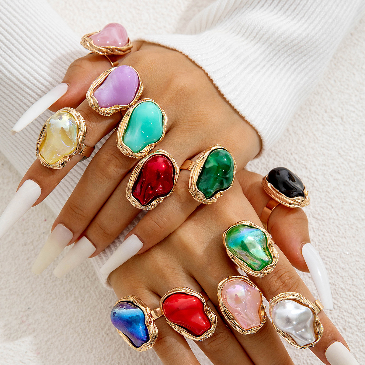 Wholesale Geometric irregular fashion ring set
