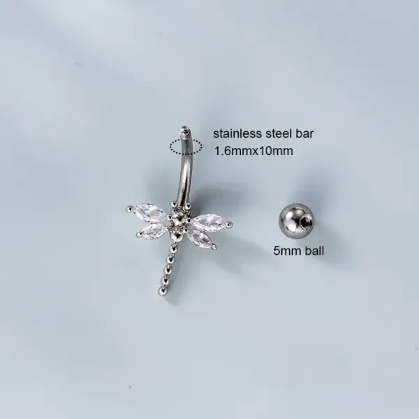 316L Stainless Steel Copper Zircon Belly Rings Heart Shape Waterproof Non Tarnish Surgical Steel Women'S