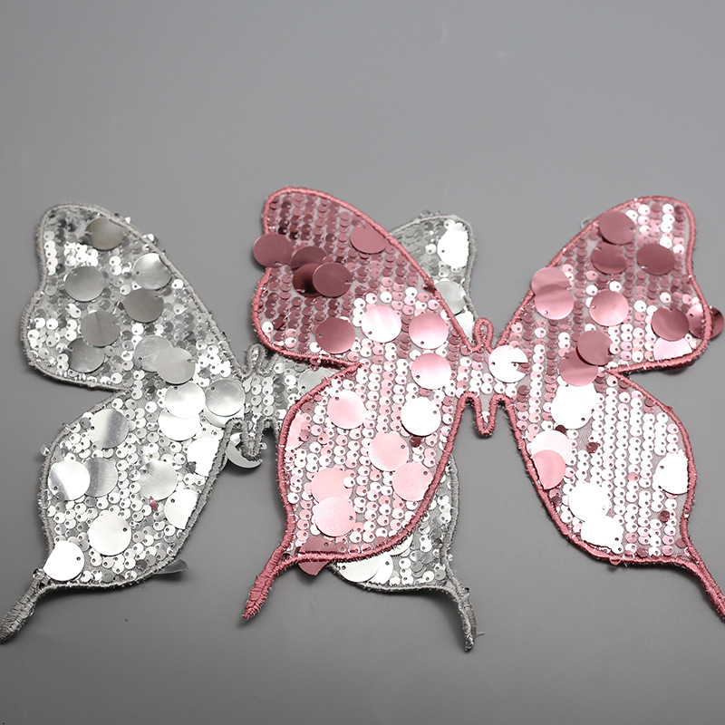 Wholesale Sequin Embroidery Butterfly Sewing Patch Fabric Applique Clothing Wedding ess Decoration Bag Aessories Material Embroidery 20cm