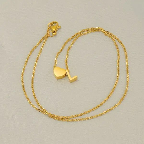 Wholesale PVD Coated 18K Gold Plated Letter Heart Shape 304 Stainless Steel Casual French Style Waterproof Non Tarnish 304 Stainless Steel Pendant Necklace