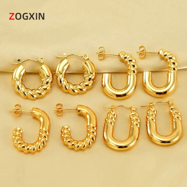 Wholesale 1 Pair Simple Style Geometric 304 Stainless Steel 18K Gold Plated Hoop Earrings Ear Studs