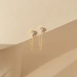 Wholesale PVD Coated 14K Gold Rose Gold Real Gold Plated Geometric Stainless Steel Simple Style Waterproof Non Tarnish Drop Earrings