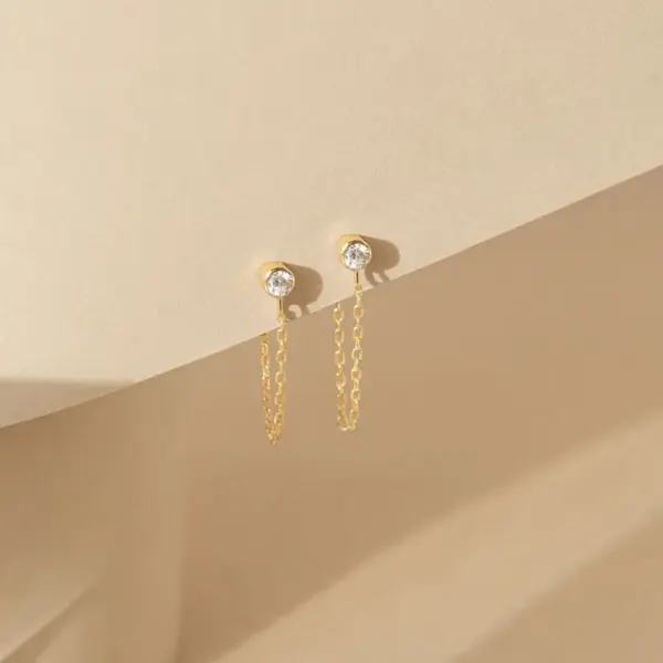 Wholesale PVD Coated 14K Gold Rose Gold Real Gold Plated Geometric Stainless Steel Simple Style Waterproof Non Tarnish Drop Earrings