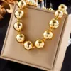 Wholesale Jewelry Punk Geometric 304 Stainless Steel 18K Gold Plated Beaded Gold Plated Stainless Steel Necklaces