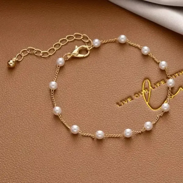 Wholesale Simple Style Cross Heart Shape Artificial Pearl Alloy Plating Gold Plated Women's Bracelets