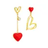 Wholesale PVD Coated 18K Gold Plated Heart Shape 304 Stainless Steel Basic Waterproof Non Tarnish Dangling Earrings