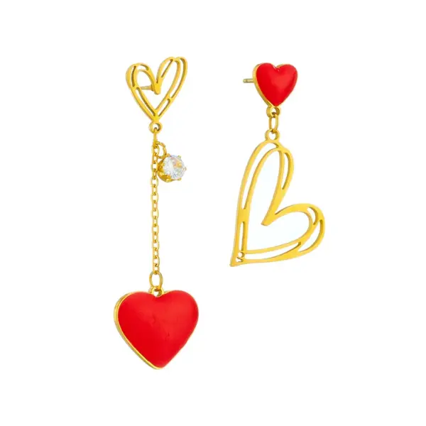 Wholesale PVD Coated 18K Gold Plated Heart Shape 304 Stainless Steel Basic Waterproof Non Tarnish Dangling Earrings