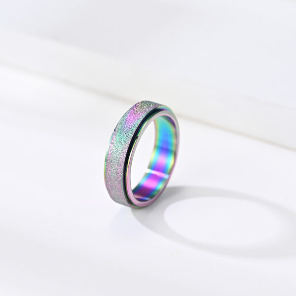 oly-e9ebddef9fe09c59a4408db05e90f7cf Wholesale e-commerce neutral simple light luxury wind frosted pearl sand rotatable titanium steel decompression ring hand jewelry fashion