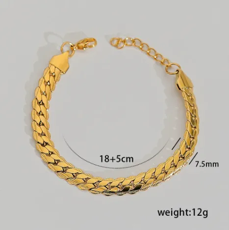 Wholesale Ion Plating (IP) Chains Print 304 Stainless Steel Basic Classic Style Waterproof Non Tarnish 304 Stainless Steel Chain Bracelet