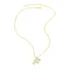 Wholesale Simple Style Shiny Letter Stainless Steel Copper 18k Gold Plated Zircon Pendant Necklace In Bulk